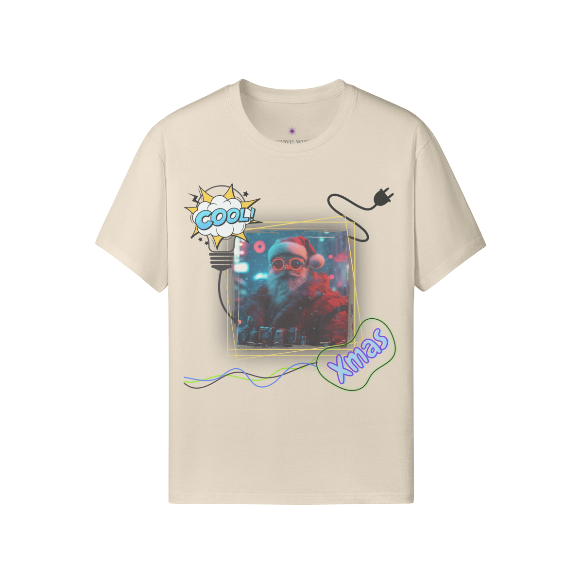 'Neon Santa' Soft Cotton Xmas T-shirt