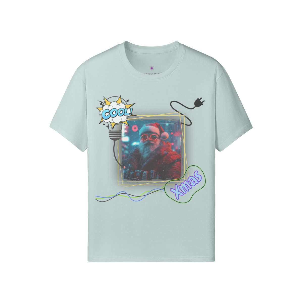 'Neon Santa' Soft Cotton Xmas T-shirt