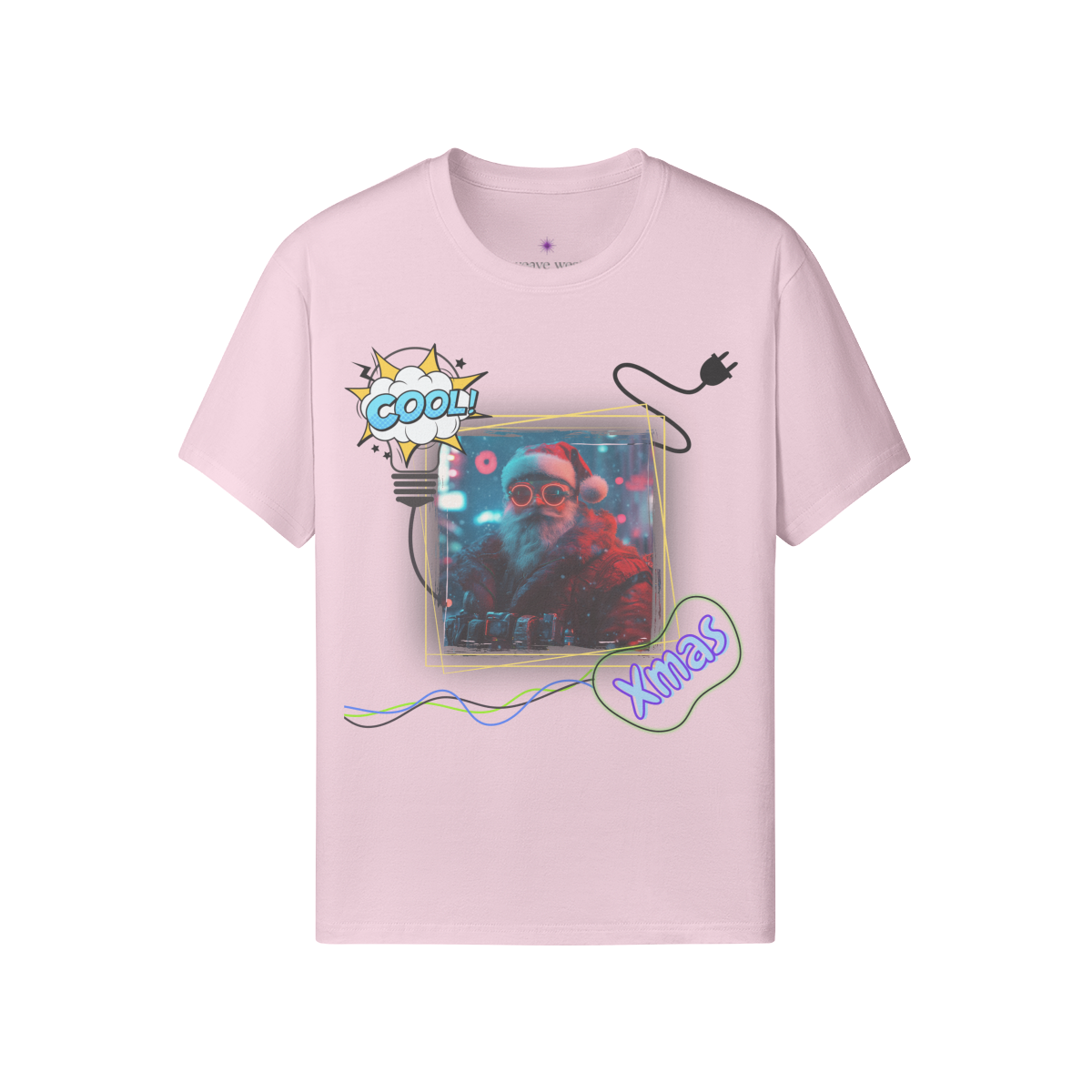 'Neon Santa' Soft Cotton Xmas T-shirt