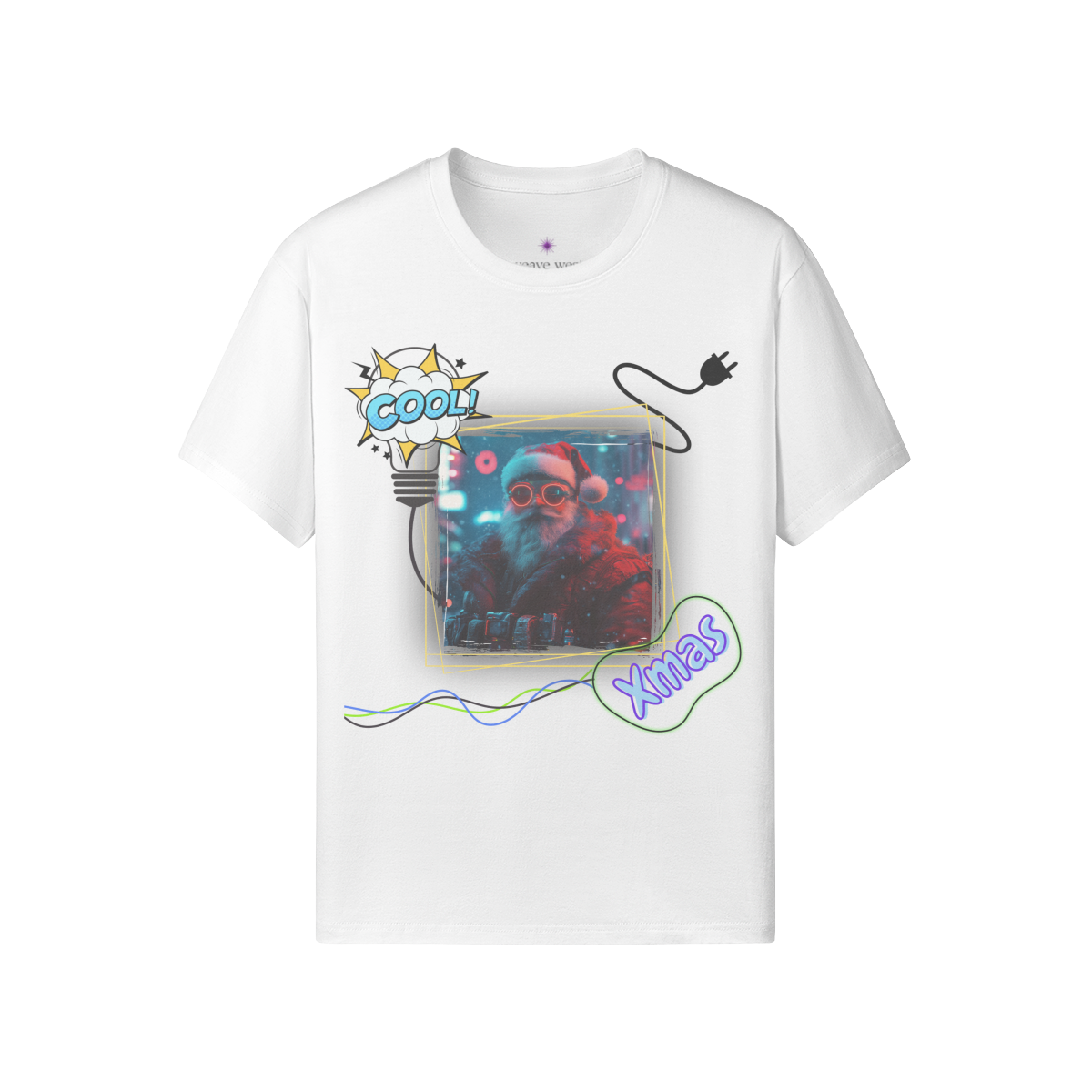 'Neon Santa' Soft Cotton Xmas T-shirt