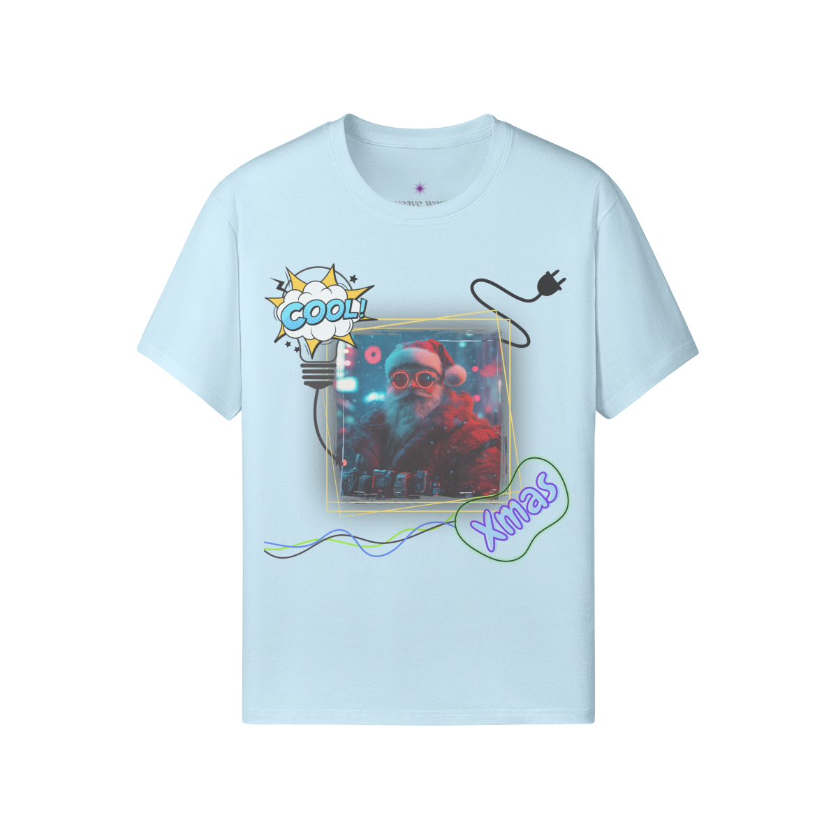 'Neon Santa' Soft Cotton Xmas T-shirt