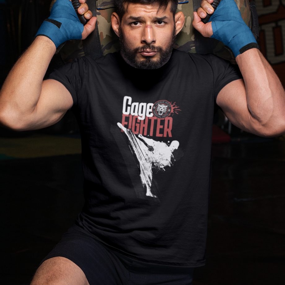 Premium Classic Fit Cotton Tee Cage Fighter - Weave West