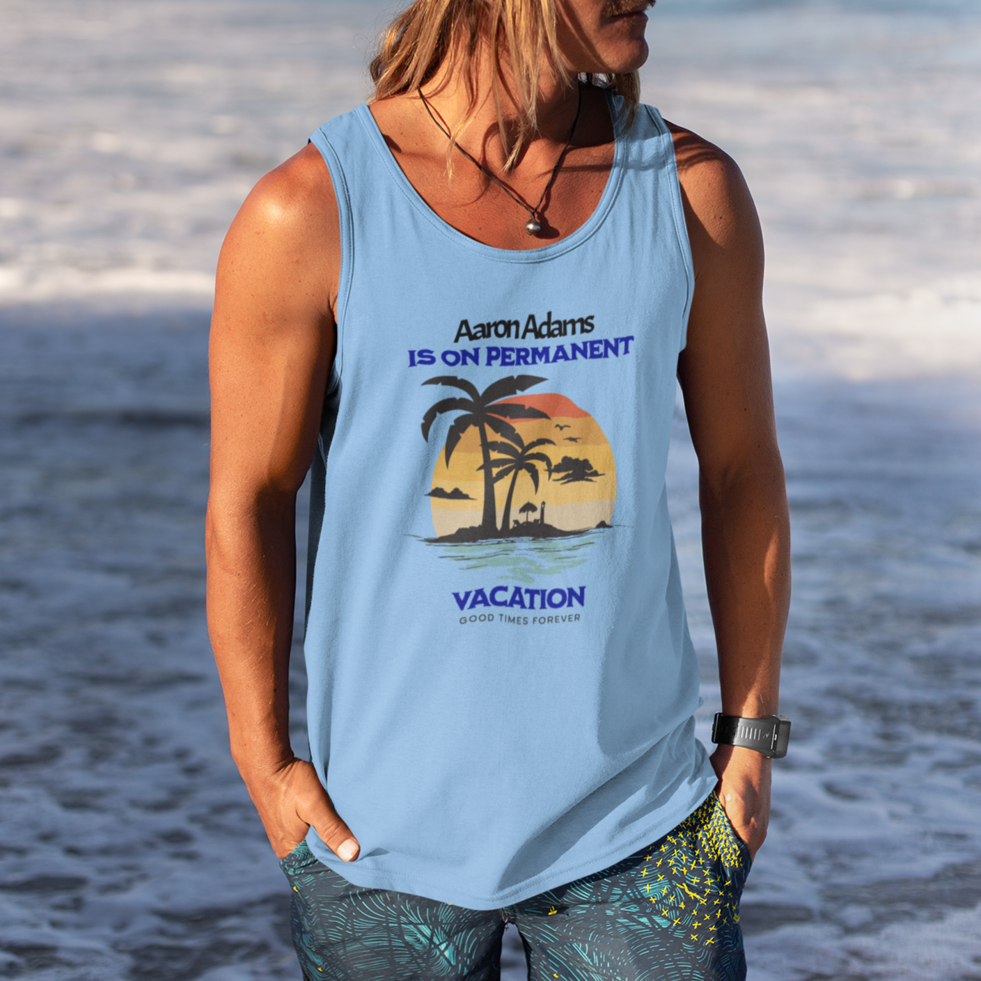 Personalized Polyester Wrinkle Free Sleeveless Tank (Permanent Vacation) - Weave West