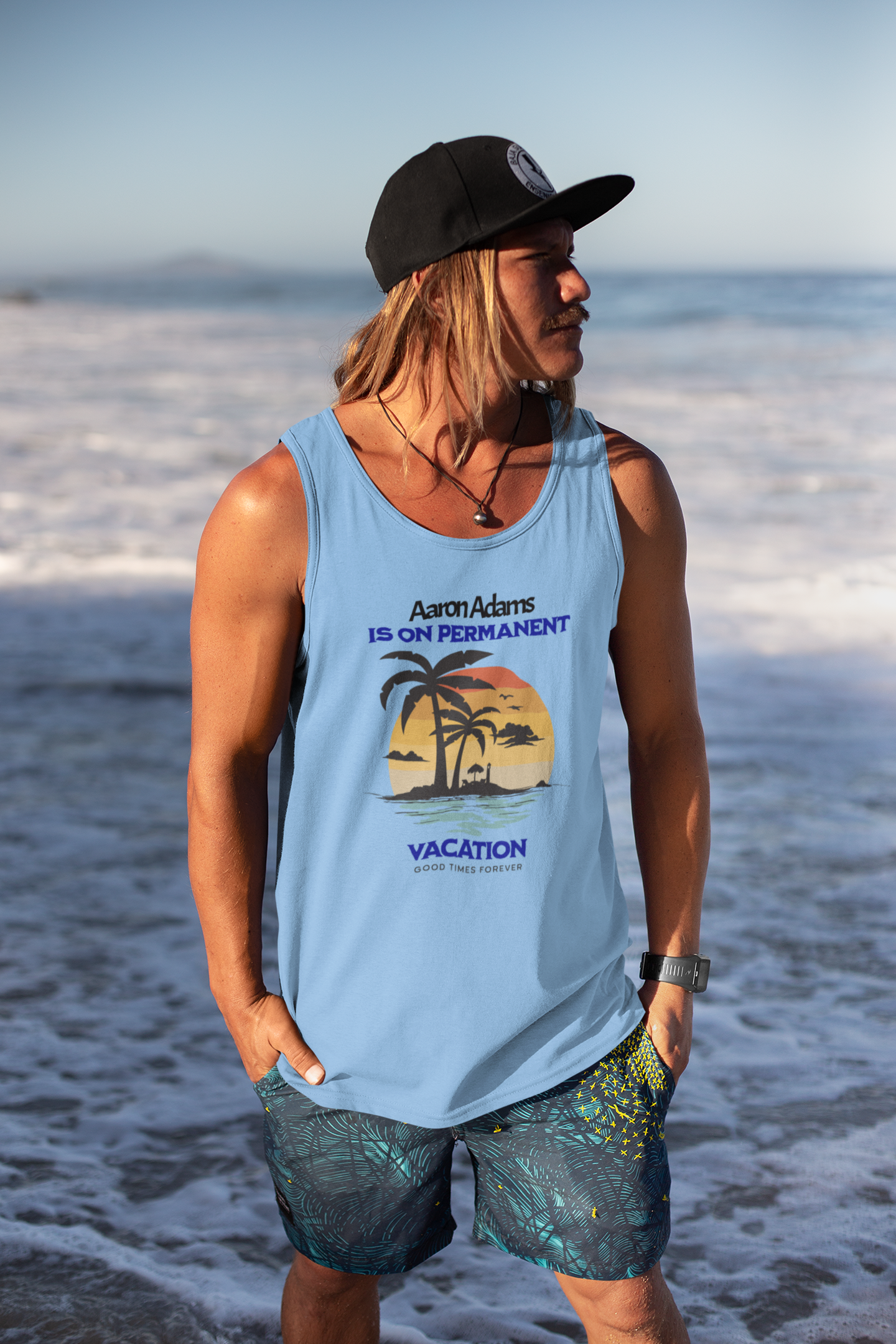 Personalized Polyester Wrinkle Free Sleeveless Tank (Permanent Vacation) - Weave West