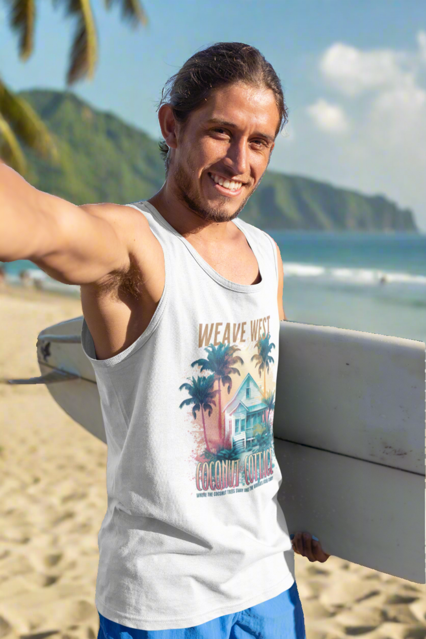 Polyester Wrinkle Free Sleeveless Tank (Coconut Cottage) - Weave West
