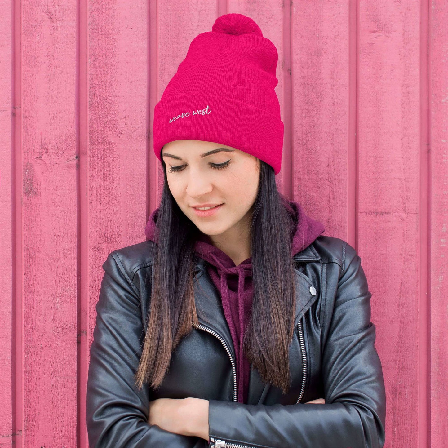 Embroidered Pom Pom Beanie Weave West 2 - Weave West