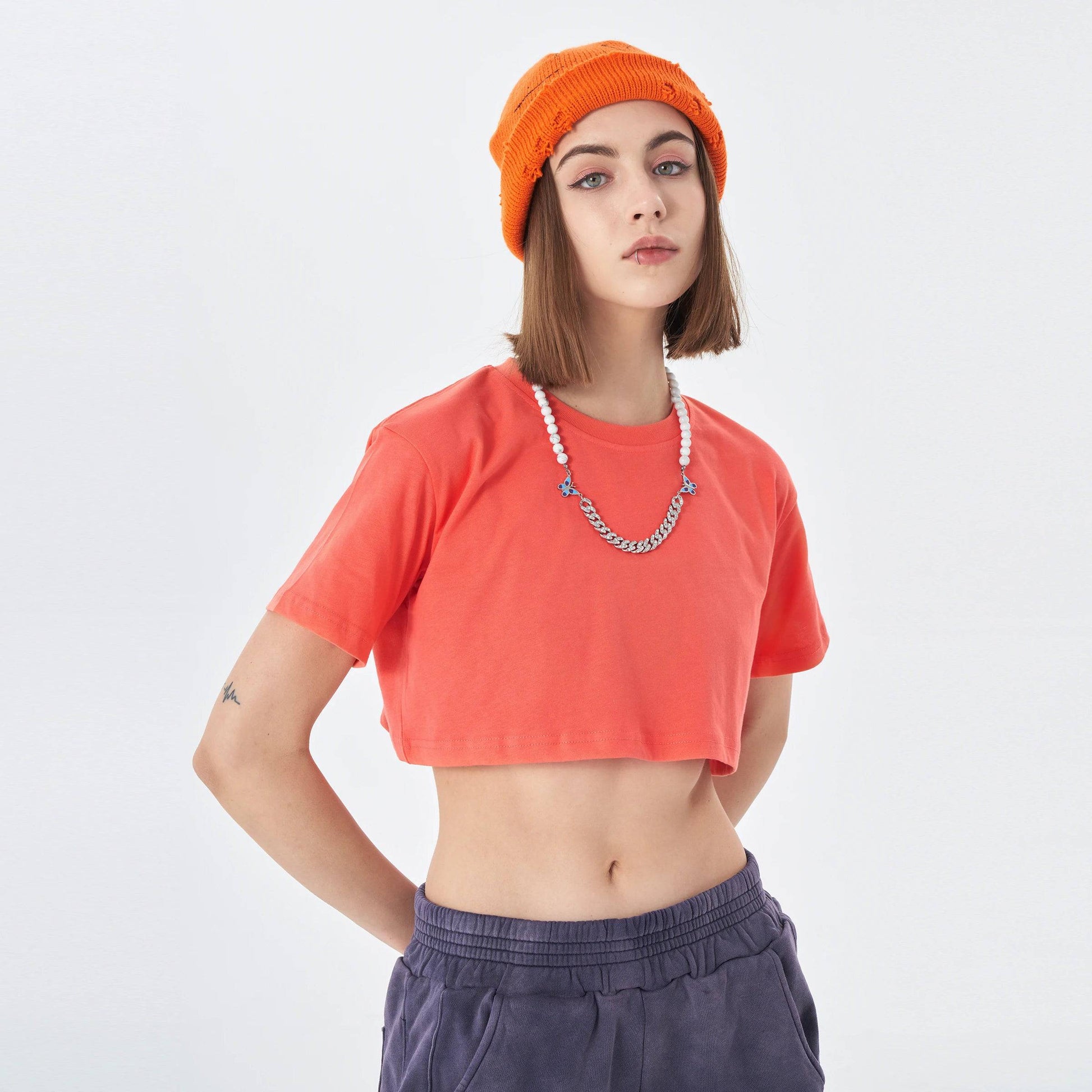 Soft Cotton Loose Crop Top Signature 7 | Loose Crop Shirt - Weave West