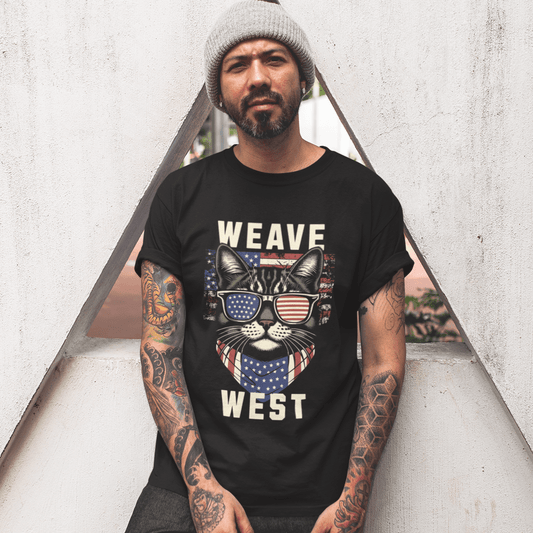 Soft Cotton Oversized Loose-Fit Tee (American Meow) - Weave West