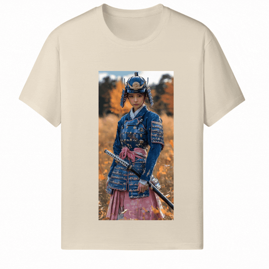 Customized Halloween Beige Tee Samurai Girl - Weave West