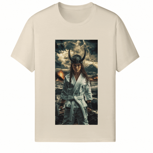 Customized Halloween Beige Tee Viking Girl - Weave West