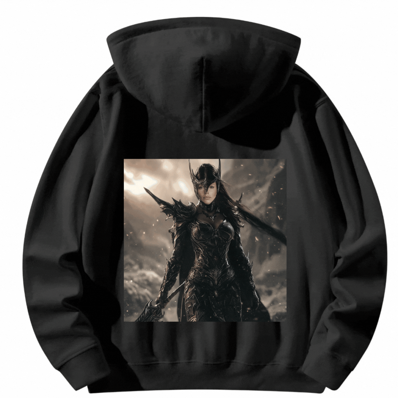 Halloween Customized Black Hoodie with Back Print Dark Knight - Weave West