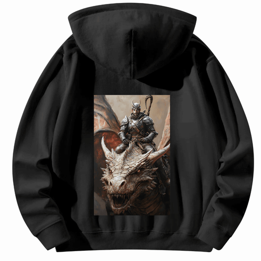Halloween Customized Black Hoodie with Back Print Dragon RIder - Weave West