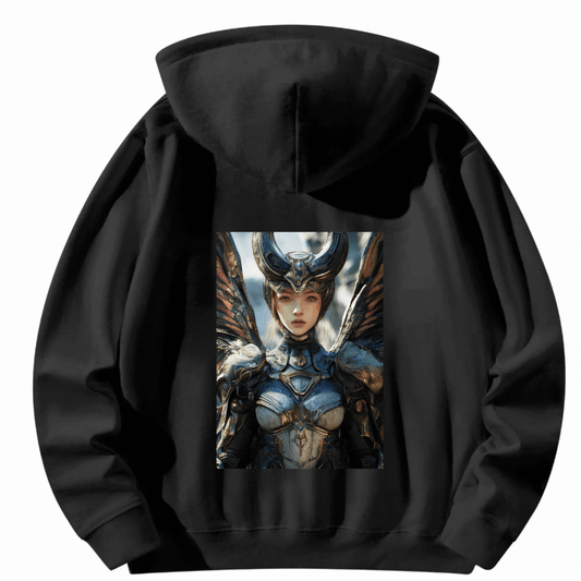 Halloween Customized Black Hoodie with Back Print Guardian Angel - Weave West