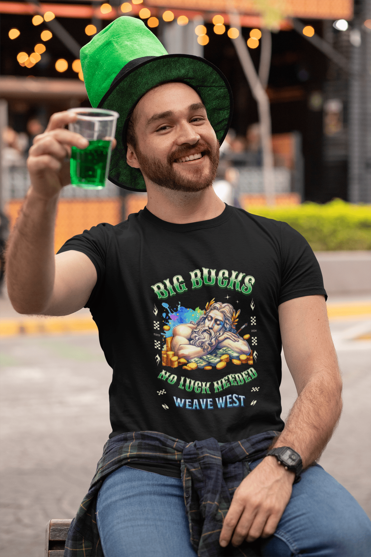 Wrinkle Free Polyester Slim Fit Tee (Big Bucks) - Weave West