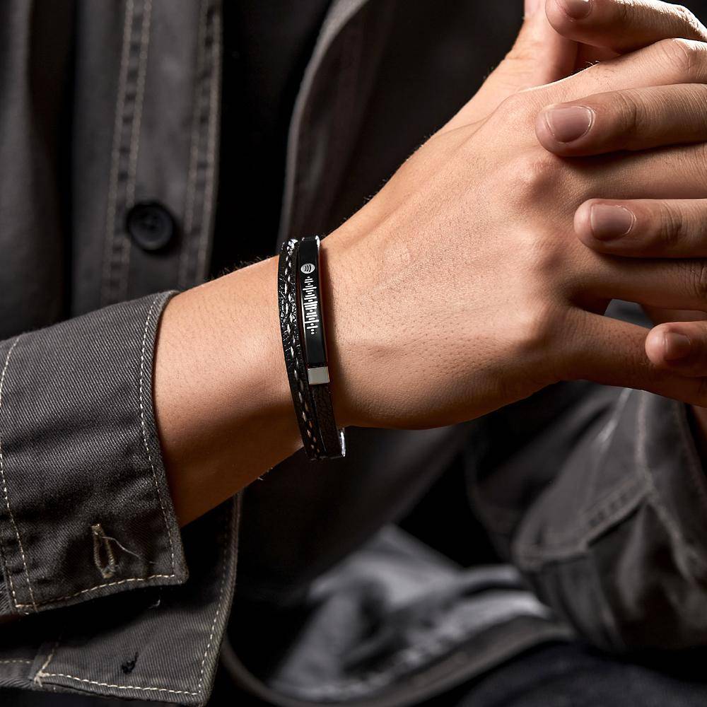 Scannable Spotify Leather Music Bracelet - Weave West