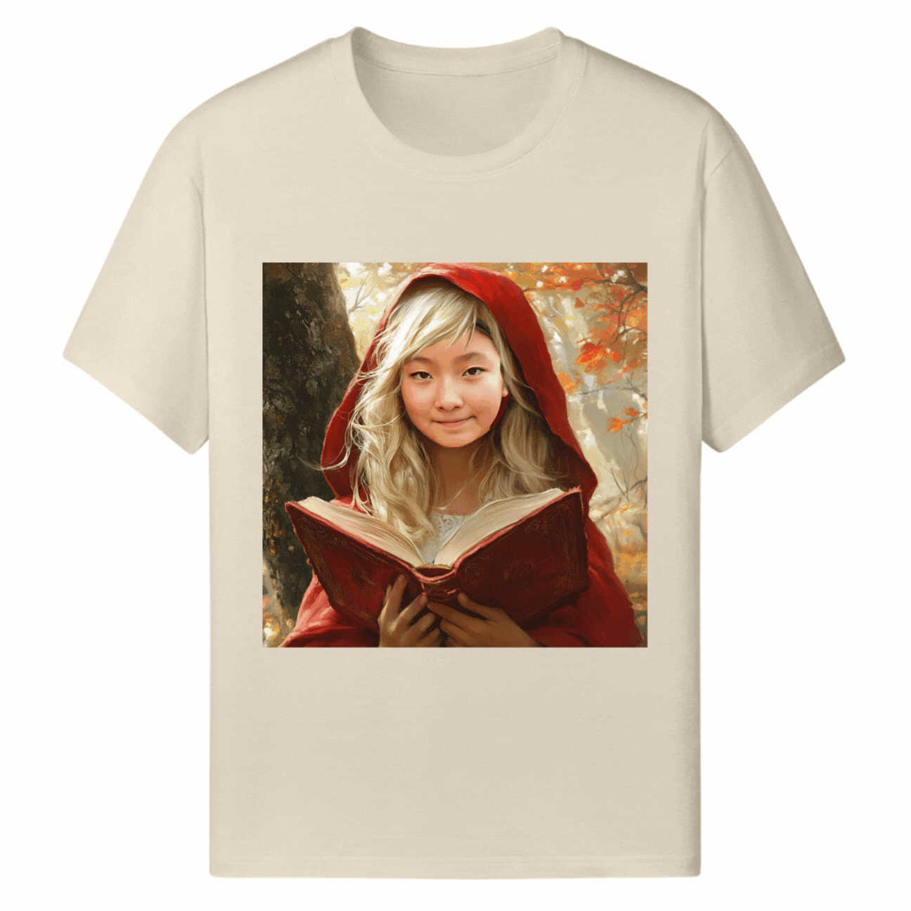 Customized Halloween Beige Tee Little Red Riding Hood - Weave West