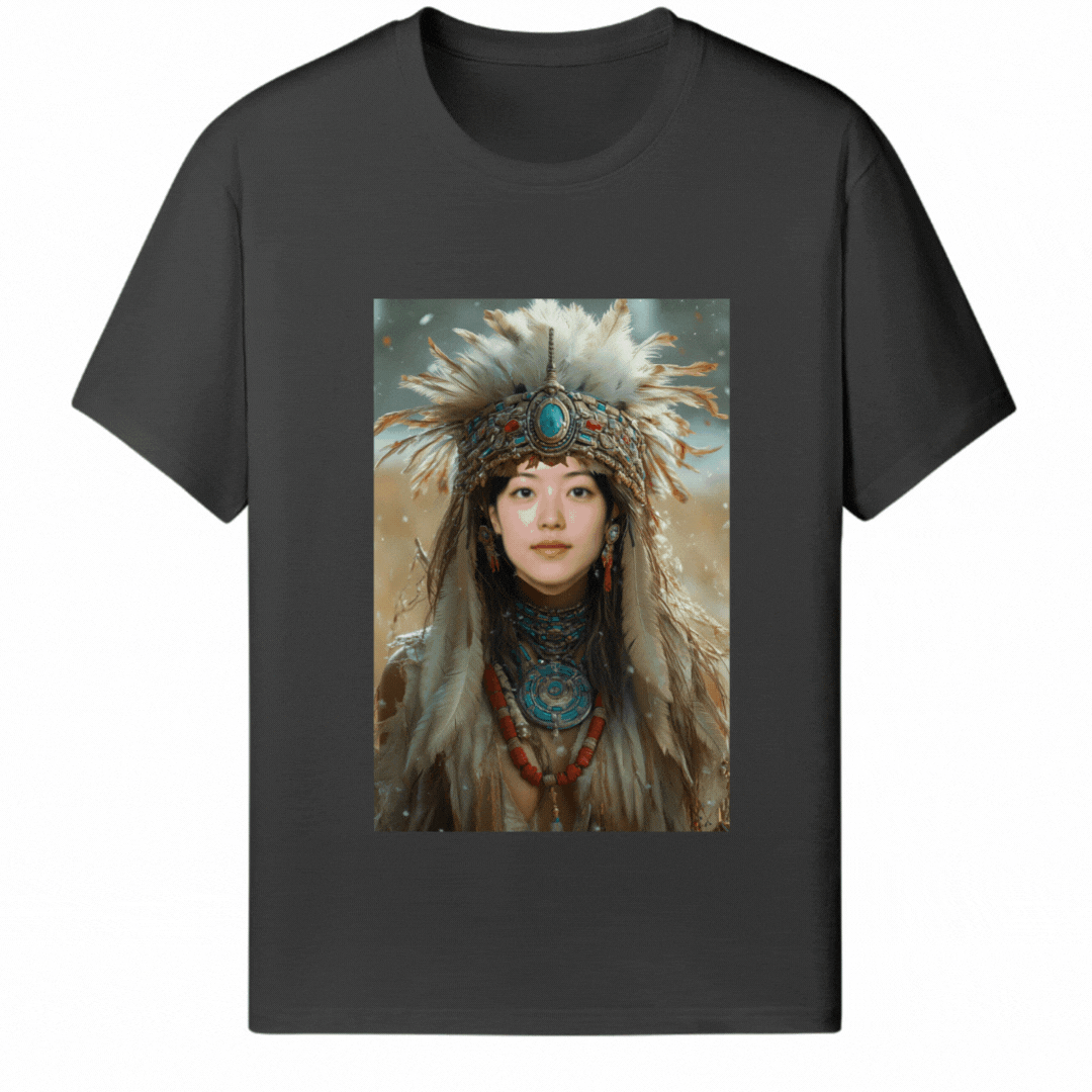 Customized Halloween Black Tee Mongolian Girl - Weave West