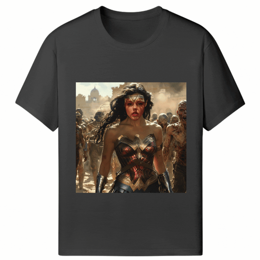 Customized Halloween Black Tee Wonder Woman and Zombies - Weave West