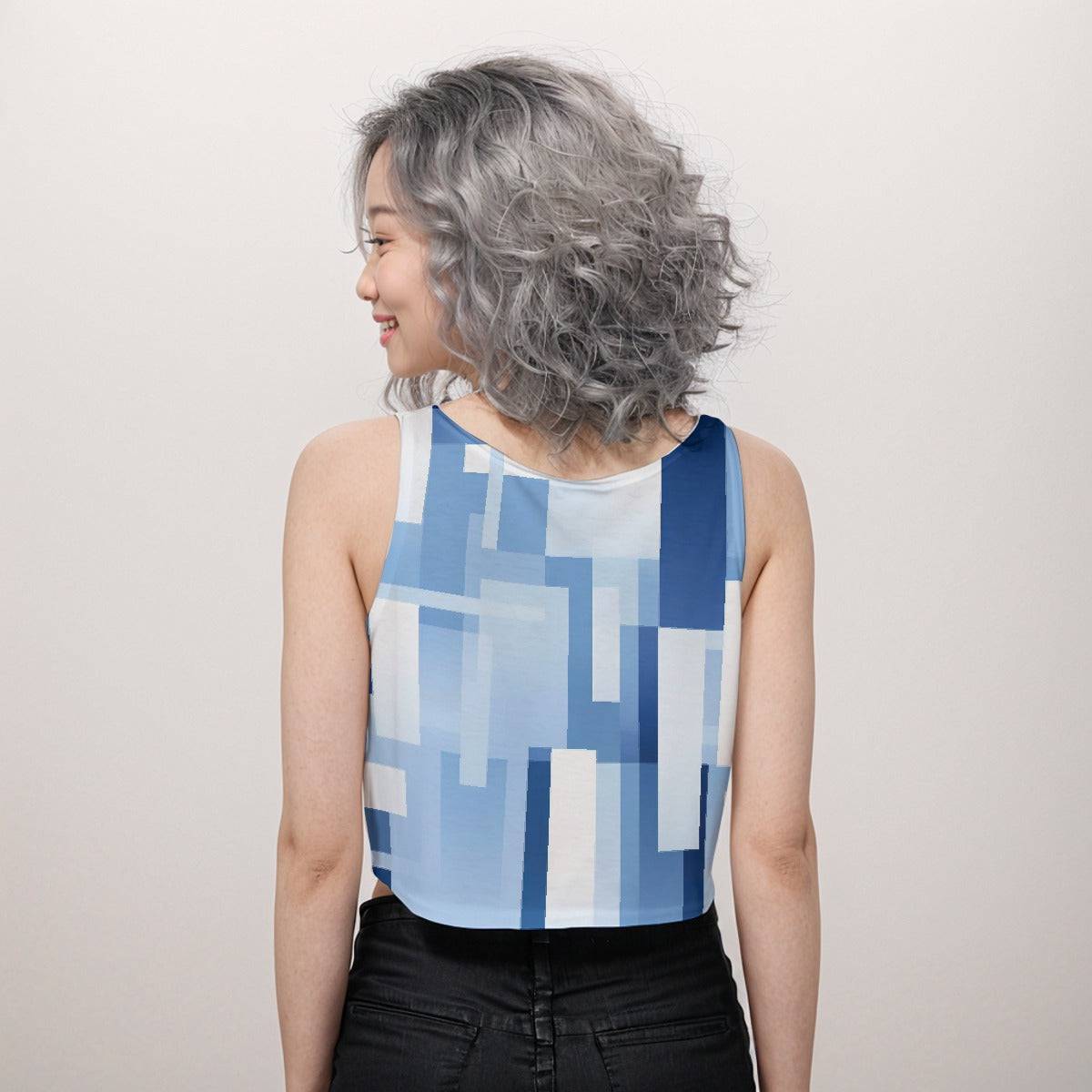 Crop Workout Tank Top Azure Ice | Loose Fit Workout Tank Top - Weave West