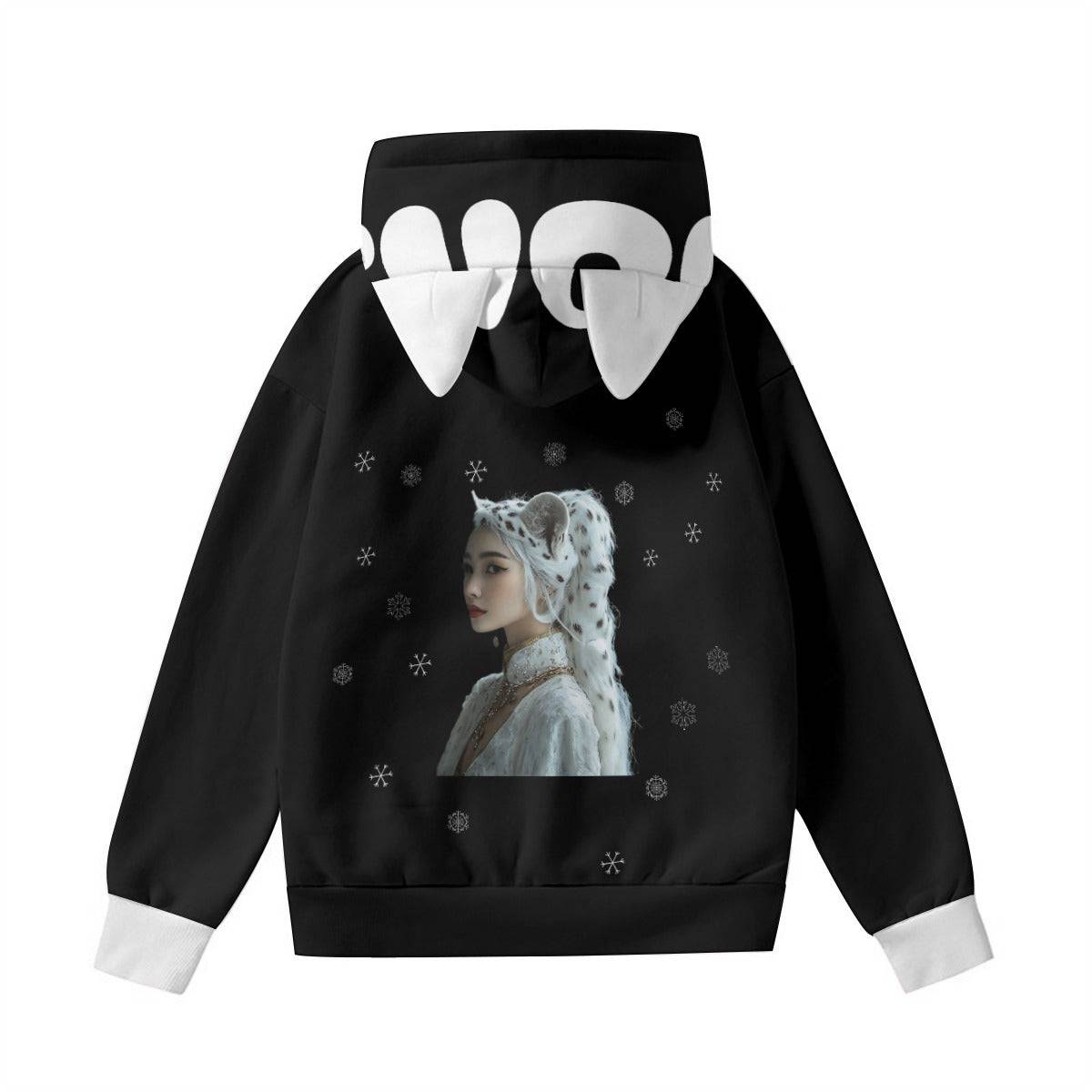 Halloween Custom Cat Ear Hoodie Snow Cheetah - Weave West