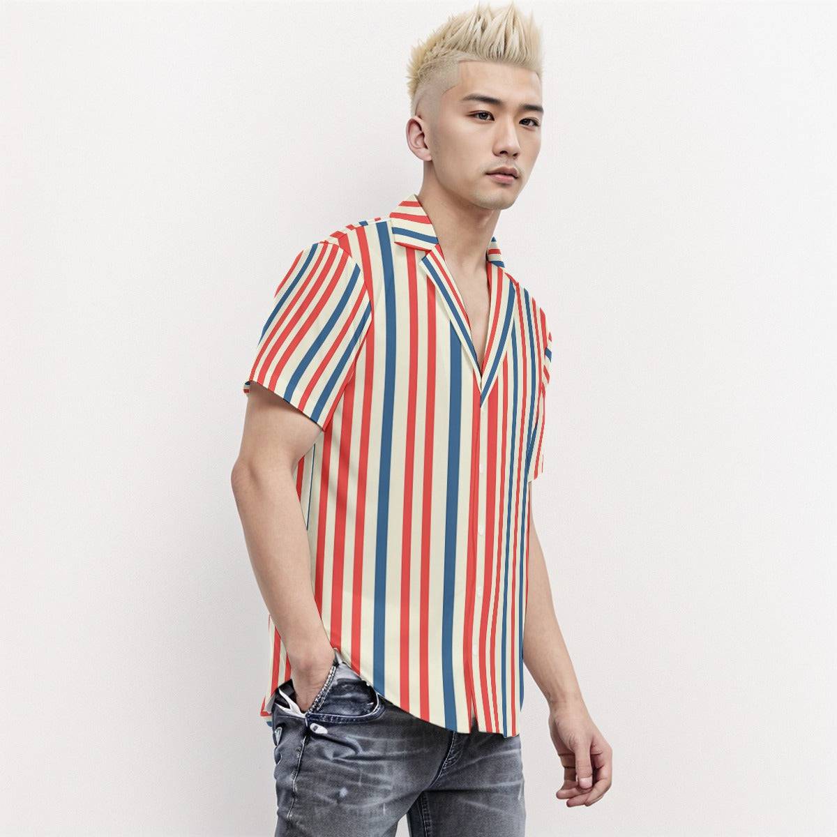 Body Fit Short Sleeve Shirt Stripe 4 - Weave West