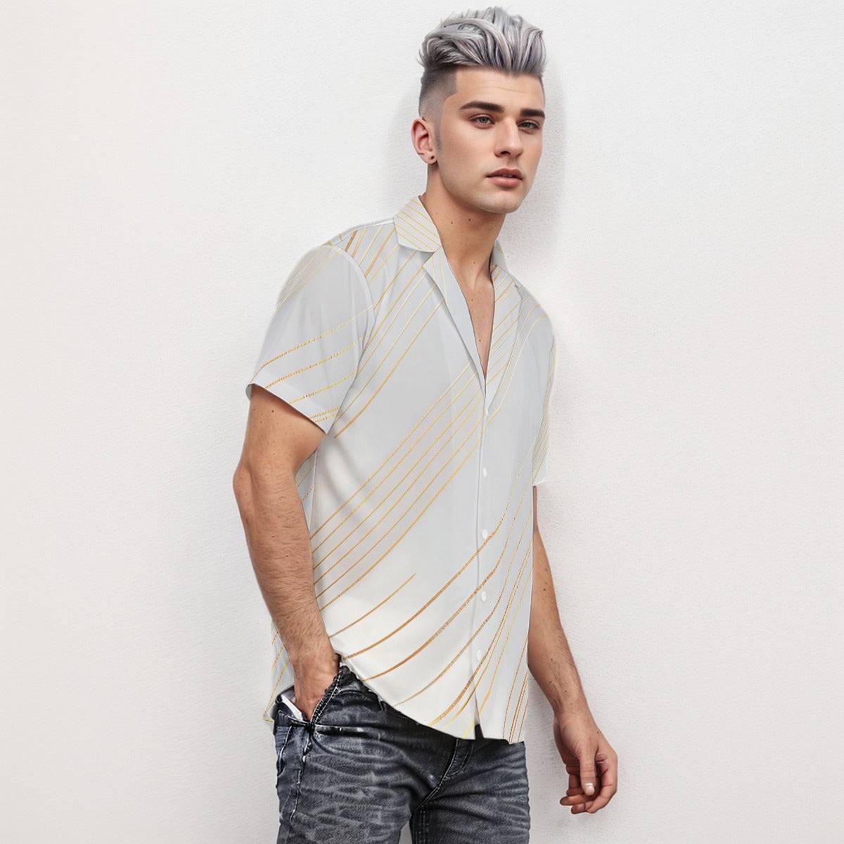 Body Fit Short Sleeve Shirt Stripe 6 - Weave West