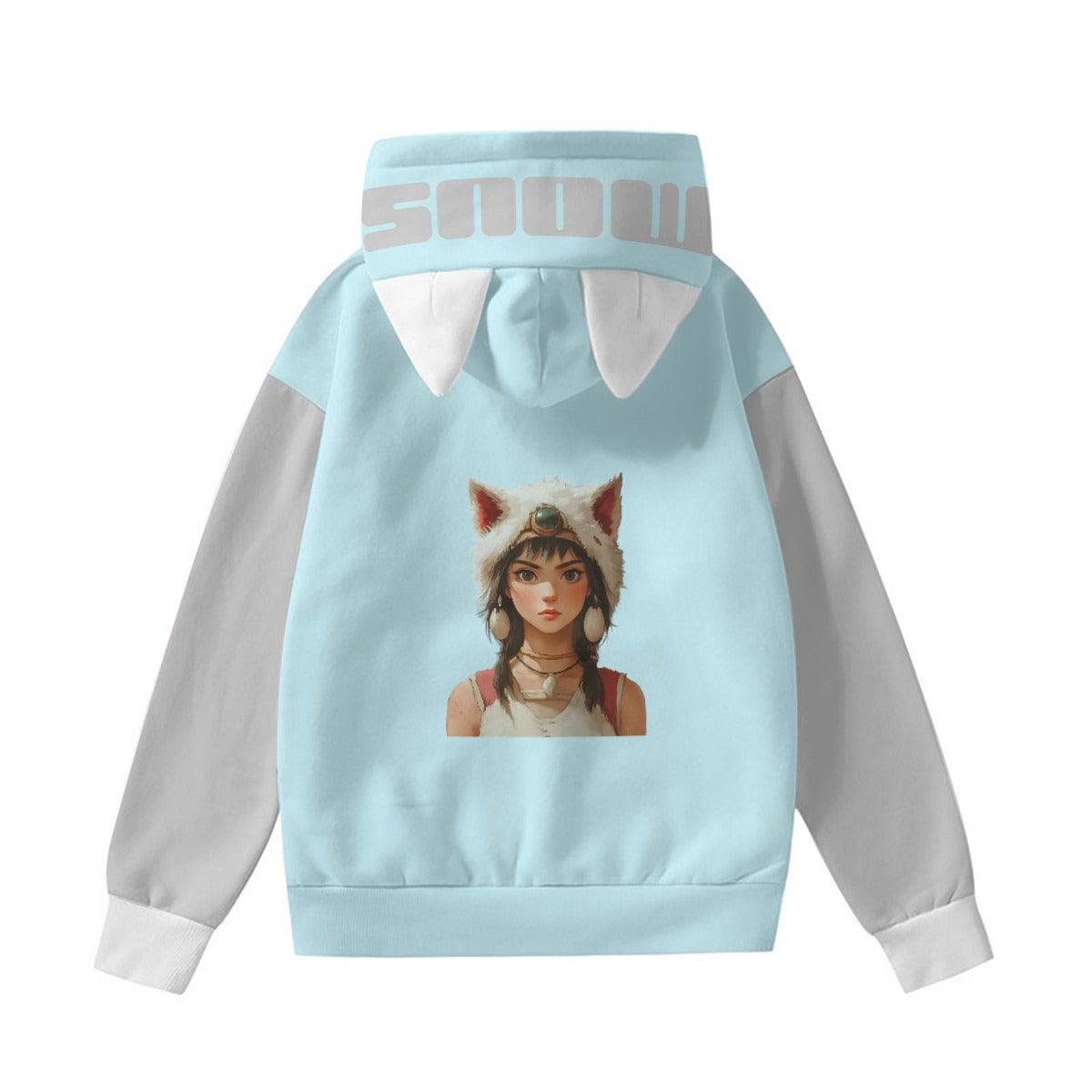 Halloween Custom Cat Ear Hoodie Snow Wolf - Weave West