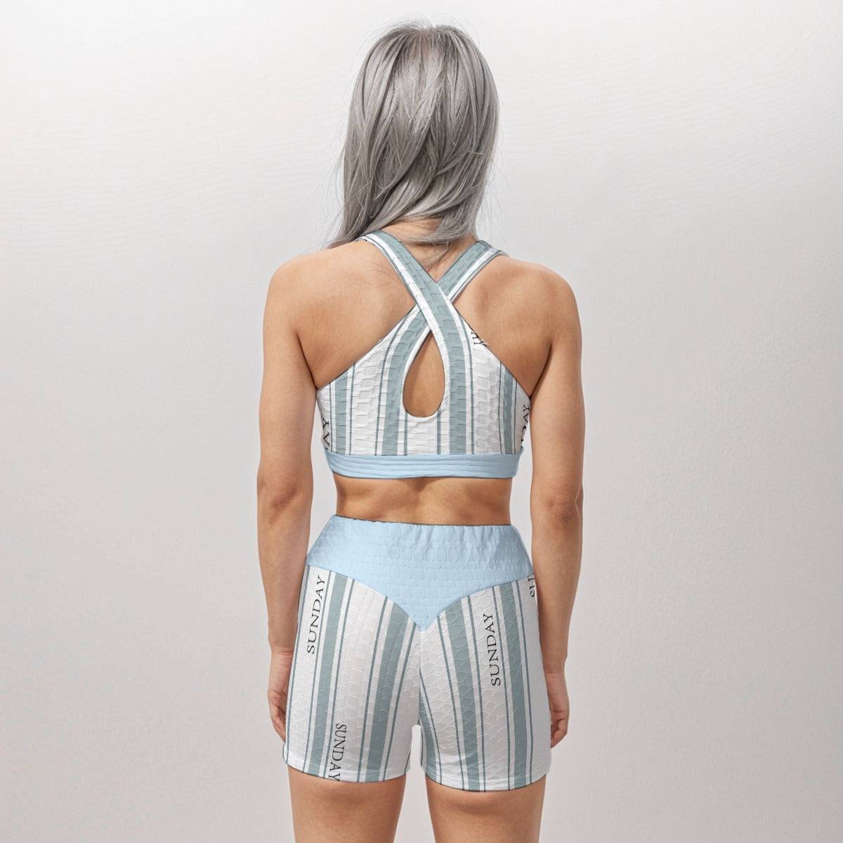 Shorts and Bra Exercising Set Arctic Horizon | Matching Sets Women Workout - Weave West