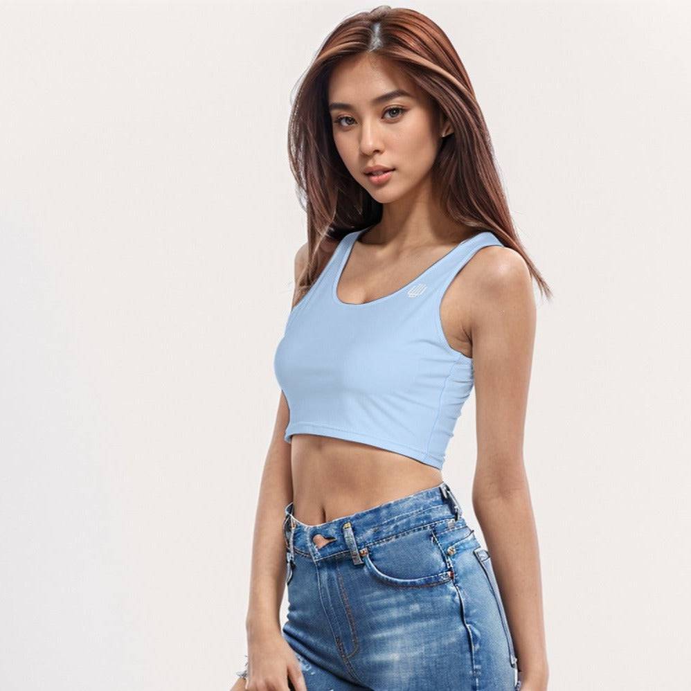 Sport Cropped Workout Tank Top Baby Blue | Dry Fit Cropped Tank Top - Weave West