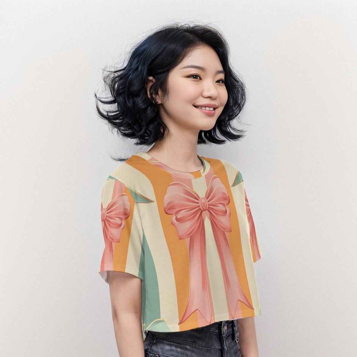 Casual Boxy Crop Tee Bow 1 | Boxy Crop Workout Tee - Weave West