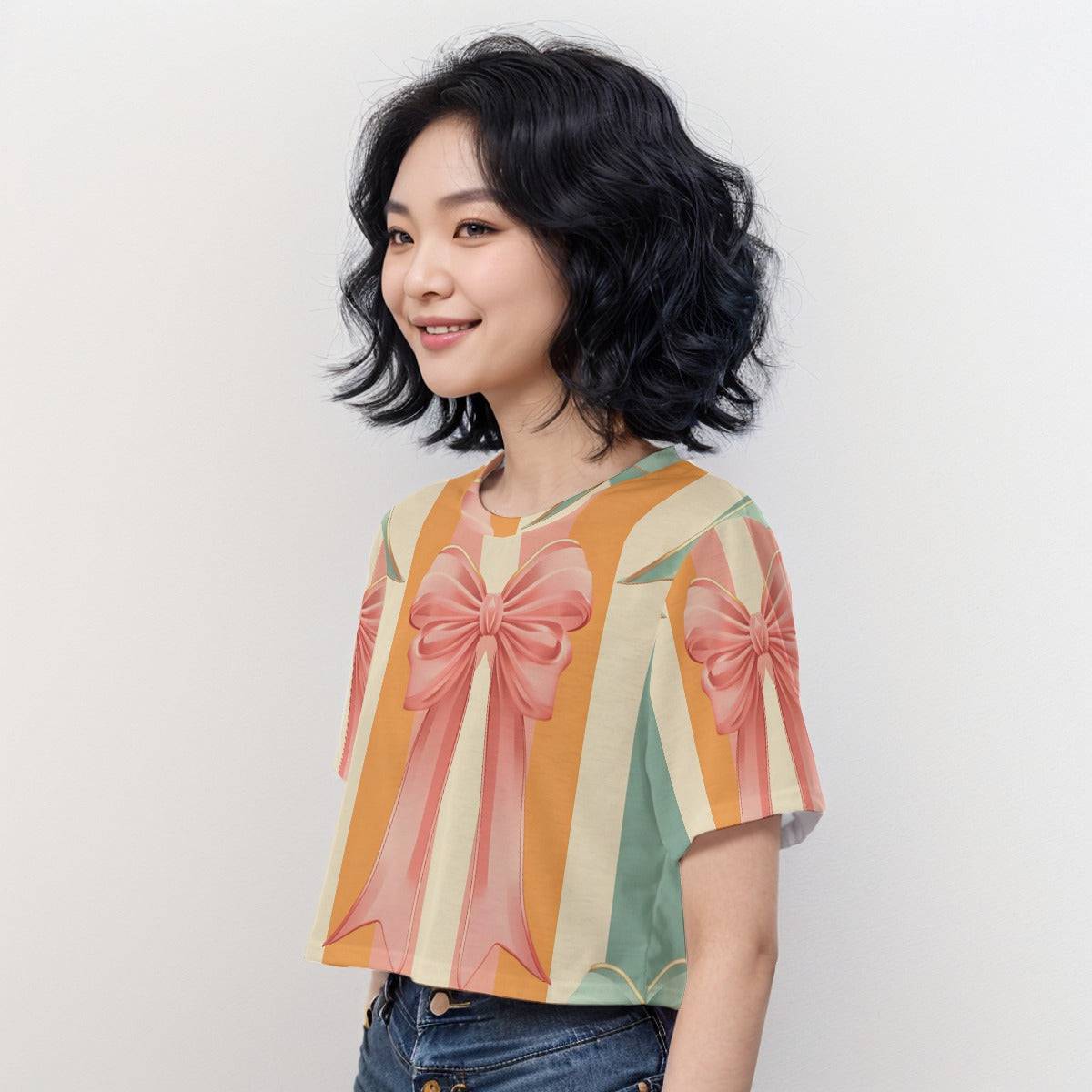 Casual Boxy Crop Tee Bow 1 | Boxy Crop Workout Tee - Weave West