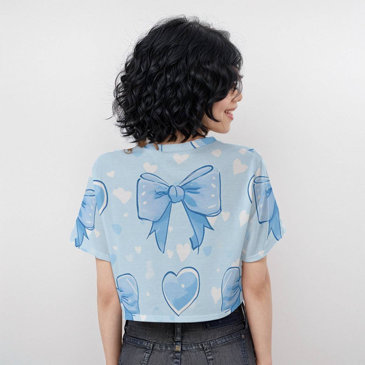 Casual Crop T-Shirt Bow 2 | Boxy Crop Workout Tee - Weave West