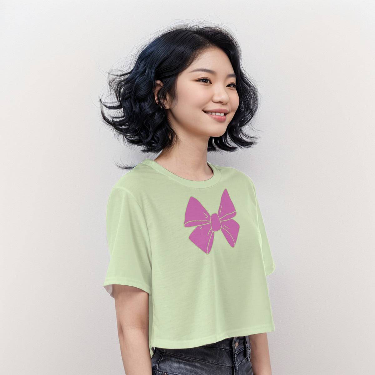 Casual Boxy Crop Tee Bow Tie 2 | Boxy Crop Workout Tee - Weave West