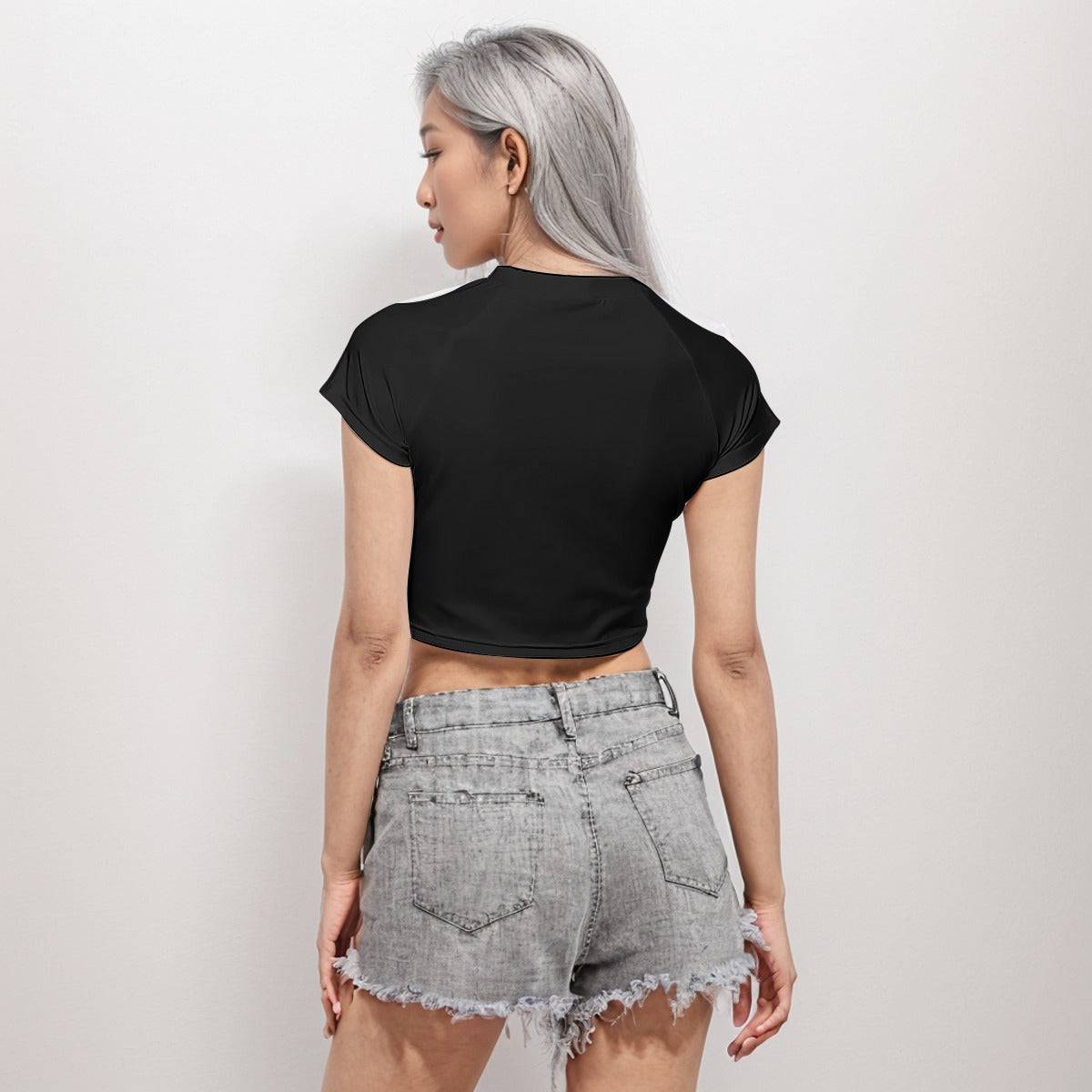 Cropped Workout Top T-Shirt | Raglan Crop T-Shirt Carbon - Weave West