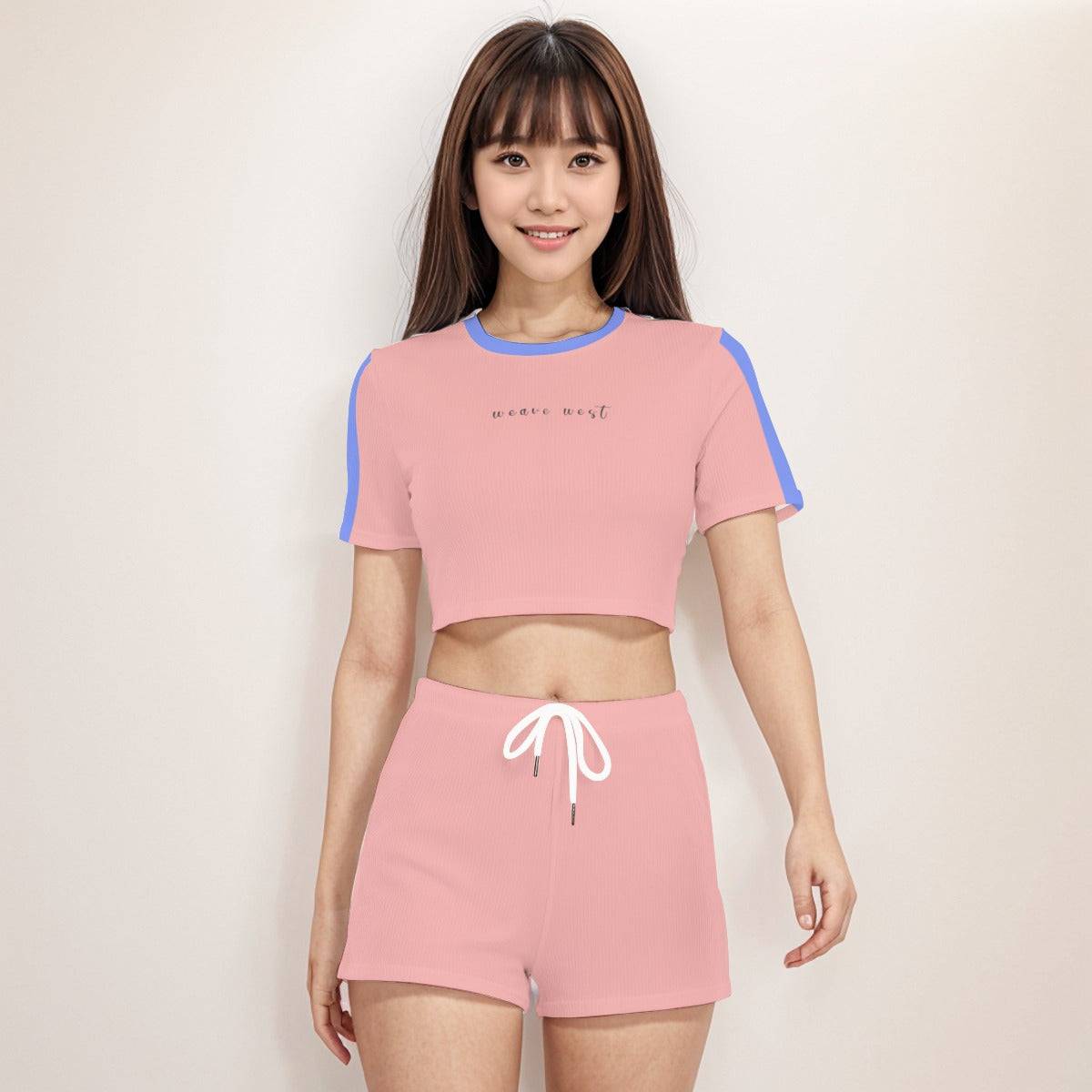 Casual Boxy Crop Tee And Shorts Set Coral Haze | Women Comfy Daily Wear - Weave West