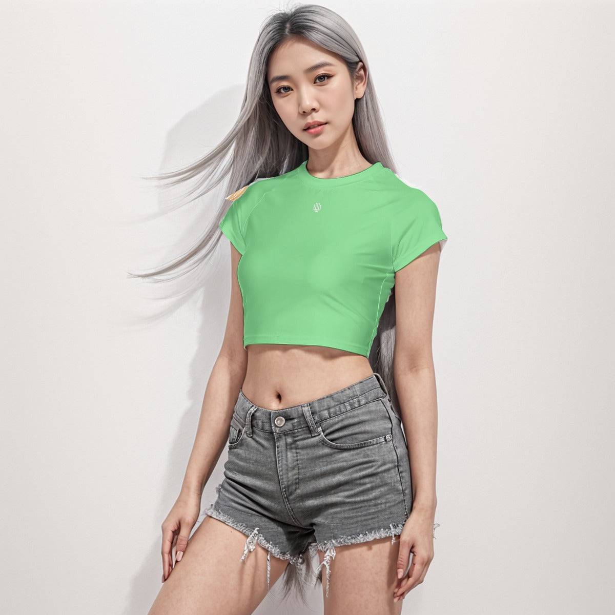 Cropped Workout Top T-Shirt | Raglan Crop T-Shirt Dewy Leaf - Weave West