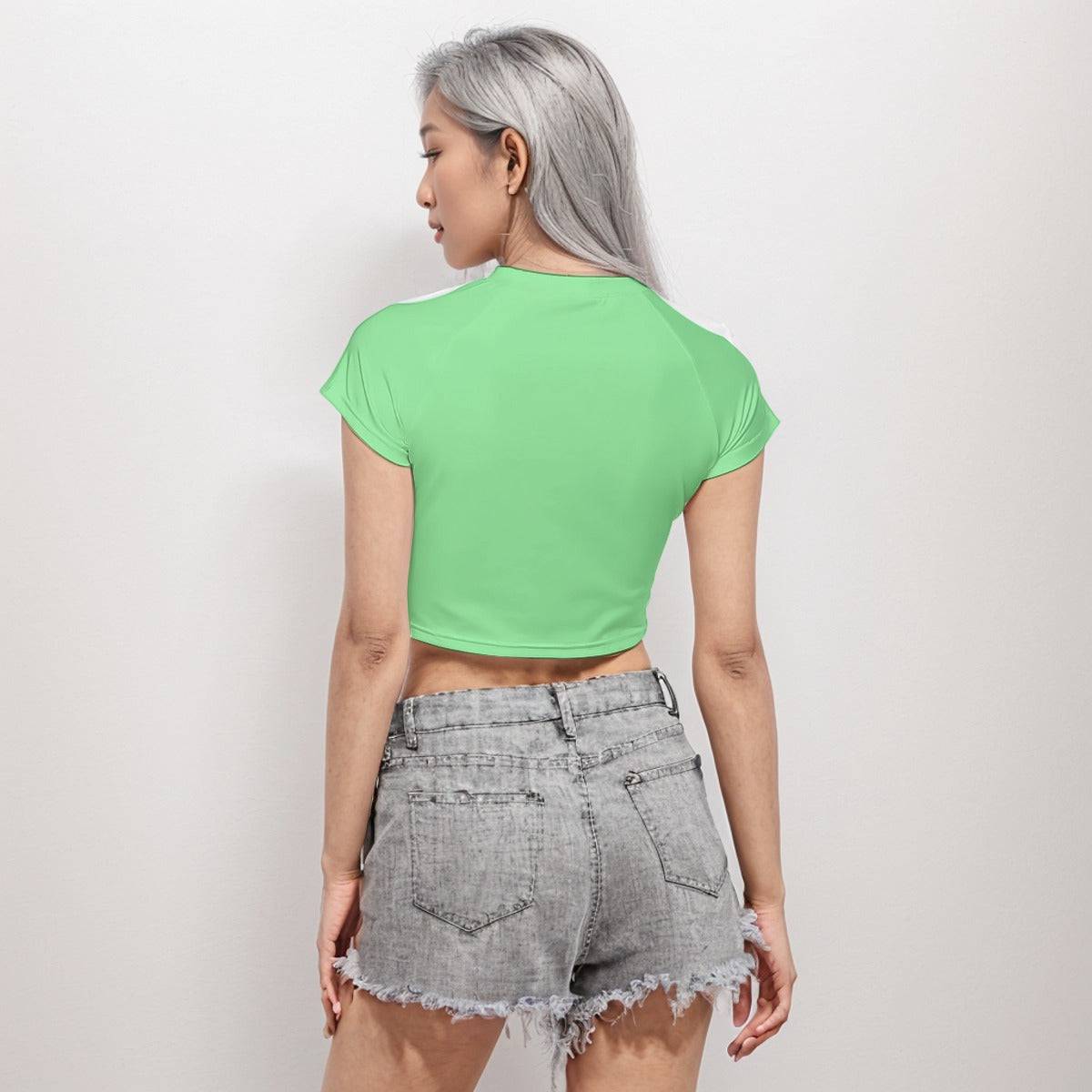 Cropped Workout Top T-Shirt | Raglan Crop T-Shirt Dewy Leaf - Weave West
