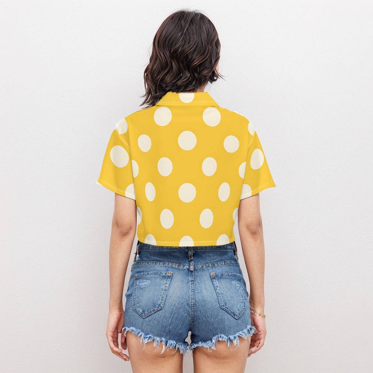 Boxy Boxy Short Sleeve Crop Shirt Dots 2 | Boxy Crop Boyfriend Shirt - Weave West