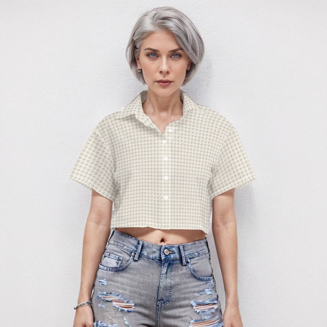 Boxy Short Sleeve Crop Shirt Dots 1 | Boxy Crop Boyfriend Shirt - Weave West
