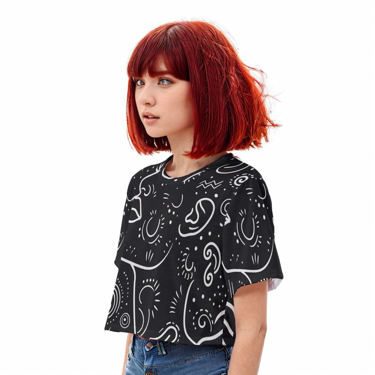 Casual Boxy Crop Tee Black Emotion | Boxy Crop Workout Tee - Weave West