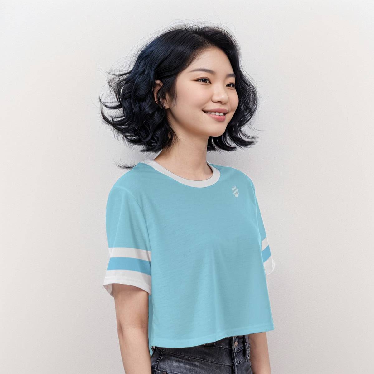 Casual Boxy Crop Tee Ethereal Blue | Boxy Crop Workout Tee - Weave West