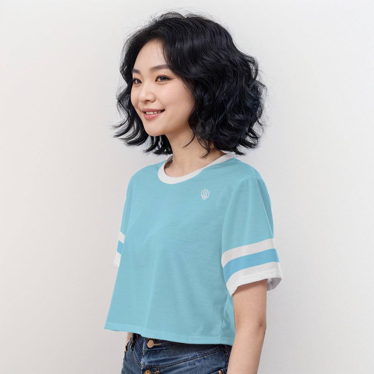 Casual Boxy Crop Tee Ethereal Blue | Boxy Crop Workout Tee - Weave West