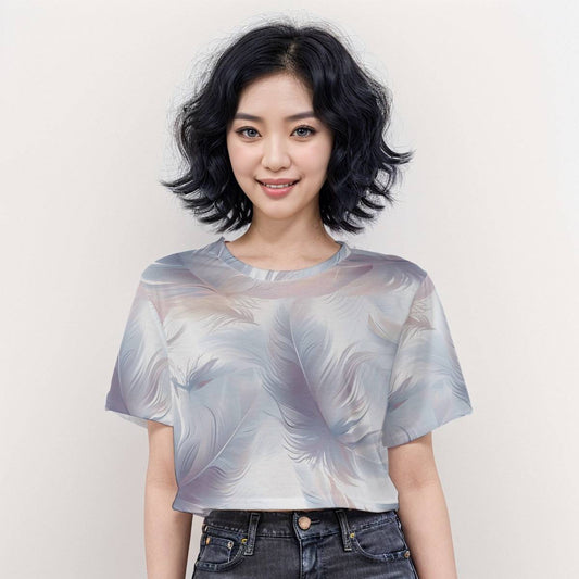 Casual Boxy Crop Tee Feather 1 | Boxy Crop Workout Tee - Weave West
