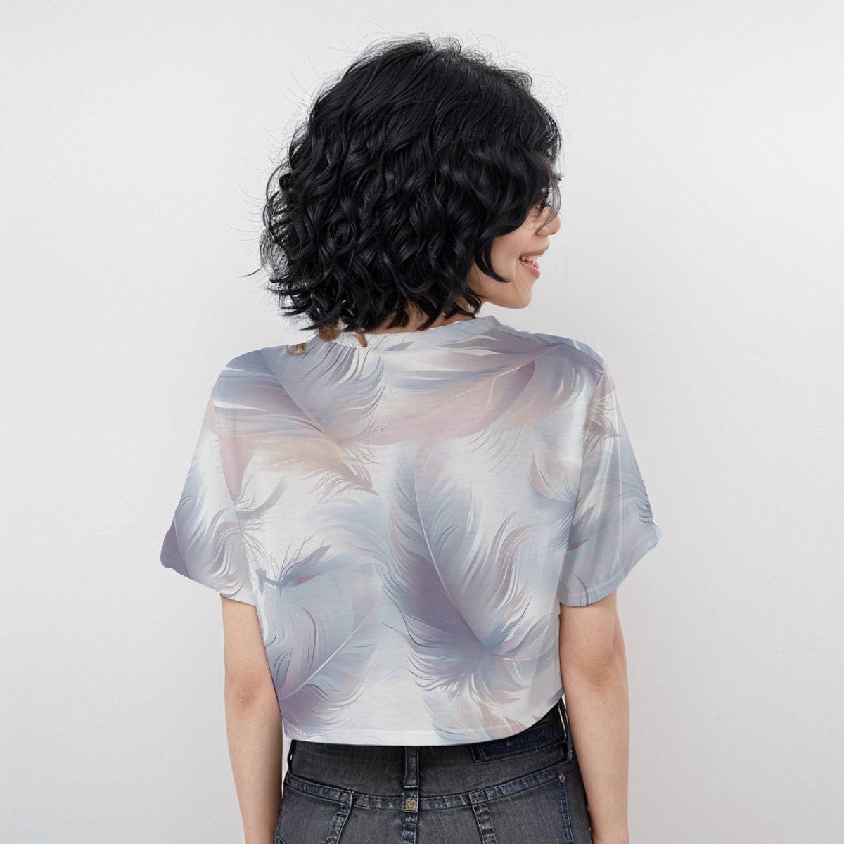 Casual Boxy Crop Tee Feather 1 | Boxy Crop Workout Tee - Weave West