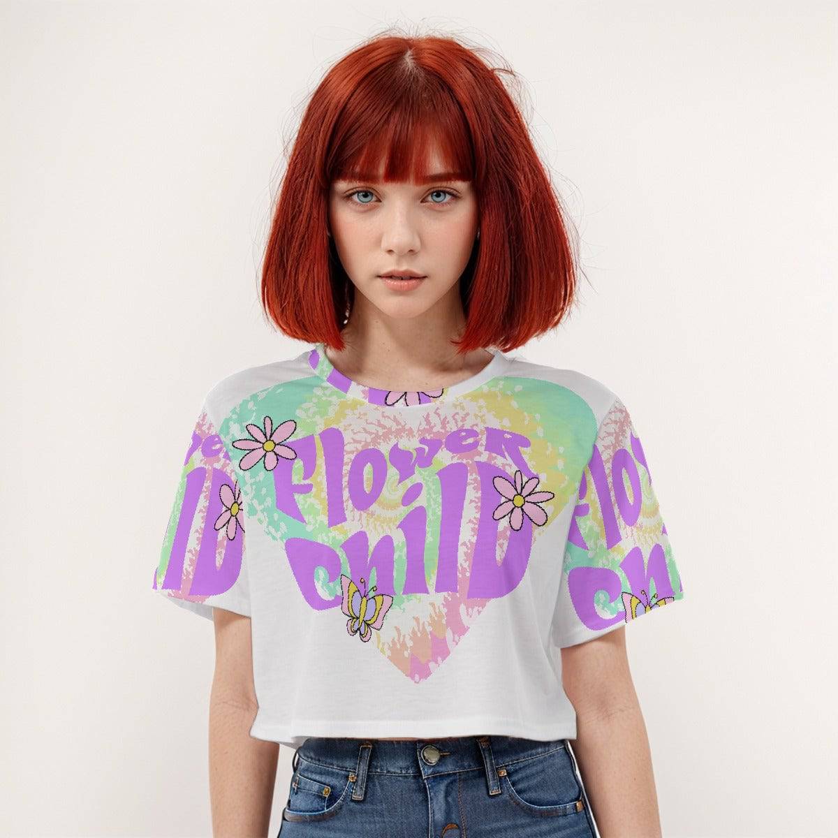 Casual Boxy Crop Tee Flower Child | Boxy Crop Workout Tee - Weave West
