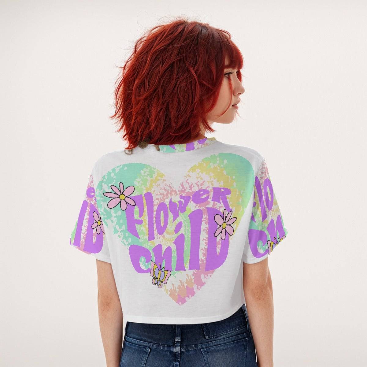 Casual Boxy Crop Tee Flower Child | Boxy Crop Workout Tee - Weave West