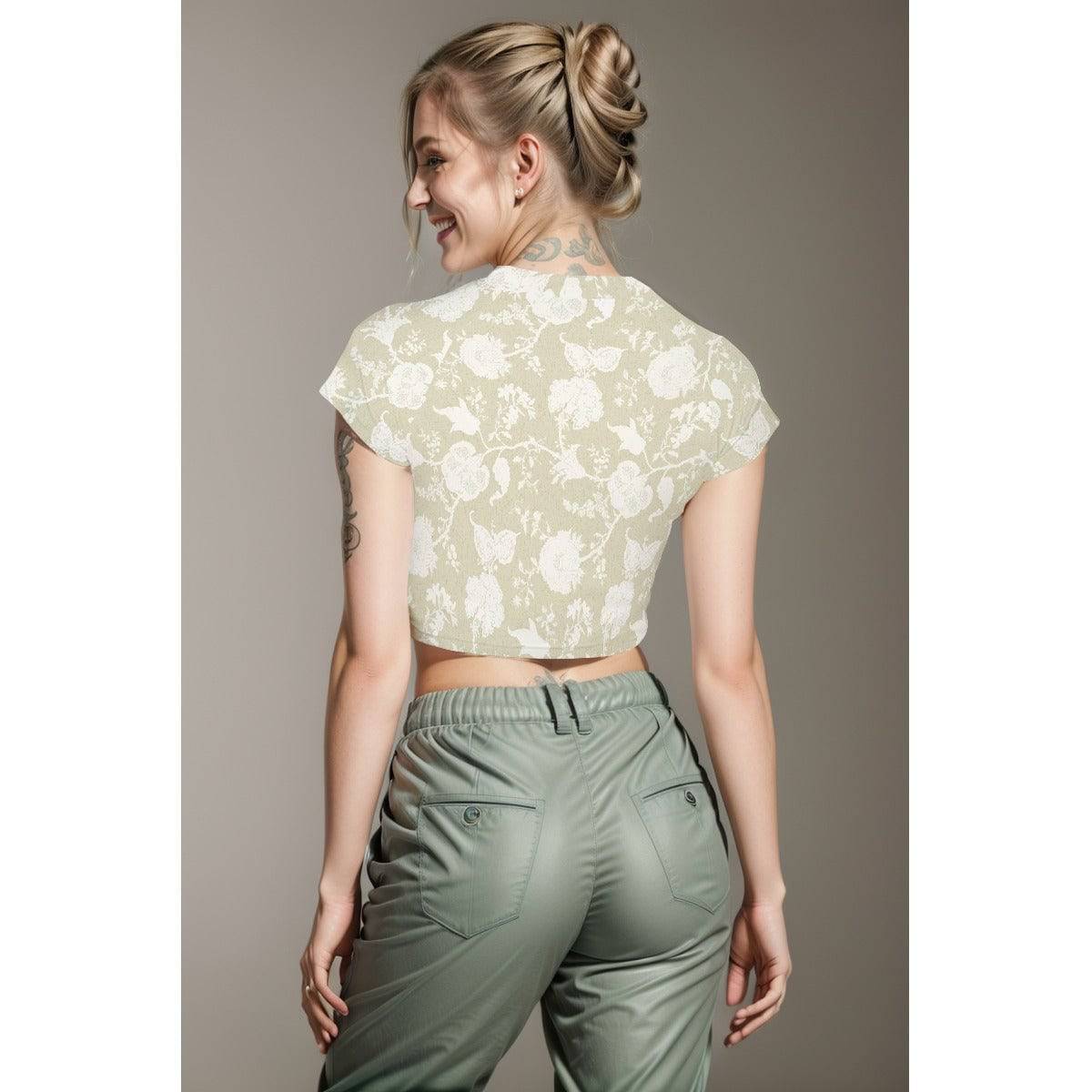 Cropped Workout Top T-Shirt | Raglan Crop T-Shirt Flower 3 - Weave West