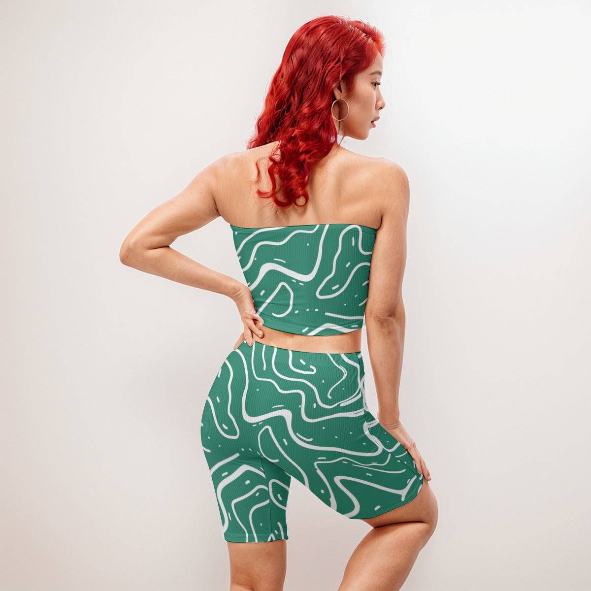 Tube Top And 7 Inch Inseam Shorts Set Frosty Elf | Matching Sets Women Workout - Weave West