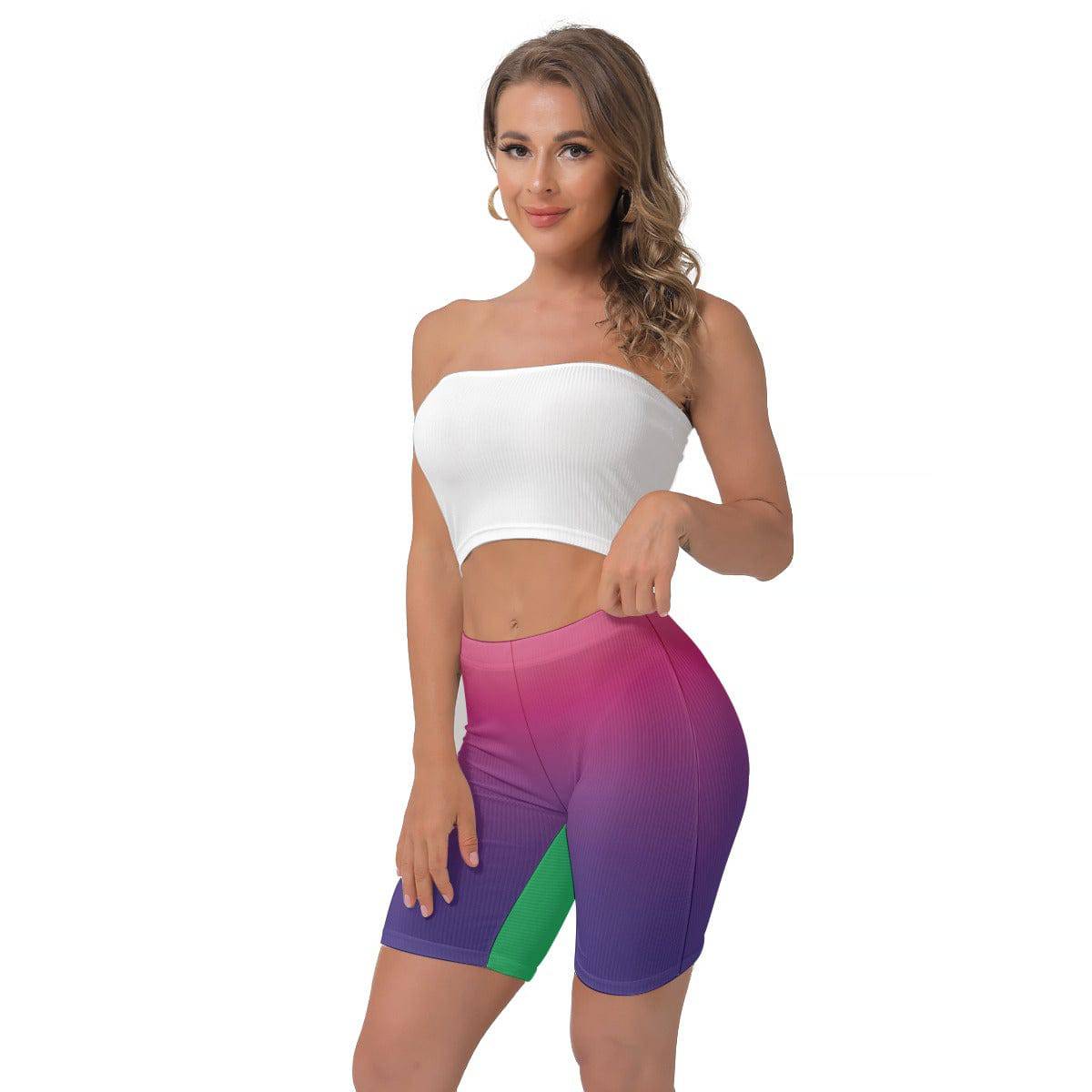 Women 7 Inch Shorts Gradient (Purple) | Biking & Workout Shorts - Weave West