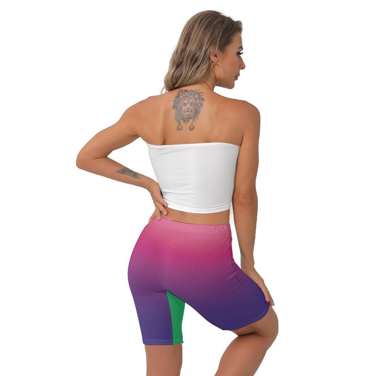 Women 7 Inch Shorts Gradient (Purple) | Biking & Workout Shorts - Weave West